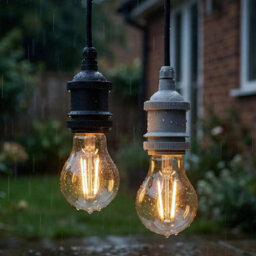 Ip44 Rainproof Outdoor E27 Lamp Holder With Cable Connector Waterproof Pendant Light Fitting Black And White Plastic Bulb - thumbnail 2