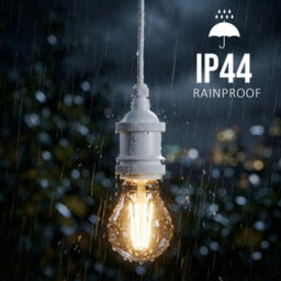 Ip44 Rainproof Outdoor E27 Lamp Holder With Cable Connector Waterproof Pendant Light Fitting Black And White Plastic Bulb - thumbnail 4