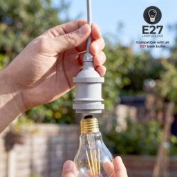 Ip44 Rainproof Outdoor E27 Lamp Holder With Cable Connector Waterproof Pendant Light Fitting Black And White Plastic Bulb - thumbnail 3
