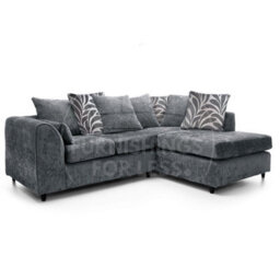 Furnishings For Less UK Zina Grey Chenille L Shaped 3 To 4 Seater Corner Sofa Scatter Back - Right Hand Facing - thumbnail 1