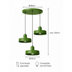 Luminosa Lighting Luminosa Velyo Cluster Pendant Ceiling Light Green 3X E27 - thumbnail 5