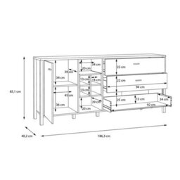 Wyld Haus Egtved Large Sideboard In Black And Natural Oak Effect, 1 Door 3 Drawers - thumbnail 5