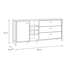 Wyld Haus Egtved Large Sideboard In Black And Natural Oak Effect, 1 Door 3 Drawers - thumbnail 4