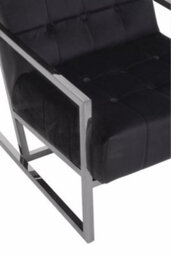 Orsina Black Velvet Arm Chair, Comfortable Armchair With Button Tufting, Velvet Upholstery Lounge Chair For Home - thumbnail 6