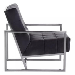 Orsina Black Velvet Arm Chair, Comfortable Armchair With Button Tufting, Velvet Upholstery Lounge Chair For Home - thumbnail 3