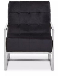 Orsina Black Velvet Arm Chair, Comfortable Armchair With Button Tufting, Velvet Upholstery Lounge Chair For Home