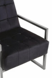 Orsina Black Velvet Arm Chair, Comfortable Armchair With Button Tufting, Velvet Upholstery Lounge Chair For Home - thumbnail 8