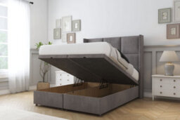 "Sloomy Beaumont Slate Naples Ottoman Bed Base With 54"" Wingback Headboard 5' King" - thumbnail 2