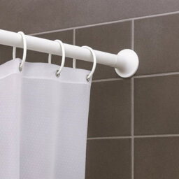 White Telescopic Tension Shower Curtain Rail Track - Pole Extends 75 - 210Cm - thumbnail 1