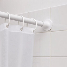 White Telescopic Tension Shower Curtain Rail Track - Pole Extends 75 - 210Cm - thumbnail 2