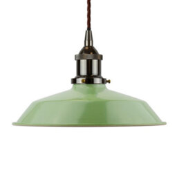 Mint Green Small Trinity Metal Painted Dome Pendant Light With Black Nickel Lamp Holder And Brown Twisted Cable - Se Home - thumbnail 1