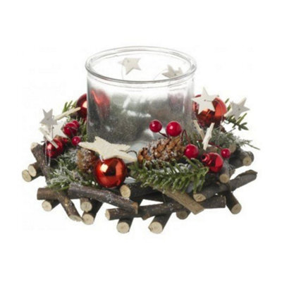 Berry And Twig Christmas Candle Holder