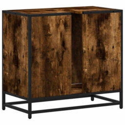 Berkfield Bathroom Sink Cabinet Smoked Oak 65X33X60 Cm Engineered Wood - thumbnail 8