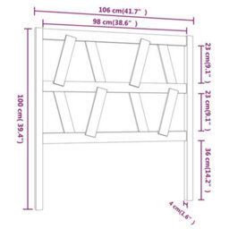 Berkfield Bed Headboard Grey 106X4X100 Cm Solid Wood Pine - thumbnail 6