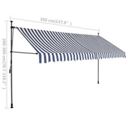 Berkfield Manual Retractable Awning With Led 350 Cm Blue And White - thumbnail 8