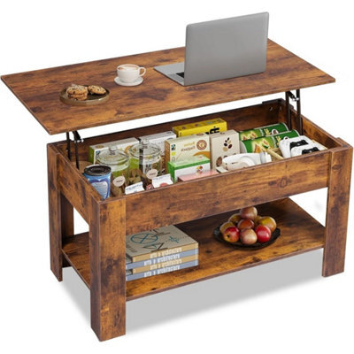 Quick Assembly Rustic Oak Coffee Table With Silent Lift - image 1