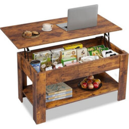 Quick Assembly Rustic Oak Coffee Table With Silent Lift - thumbnail 1