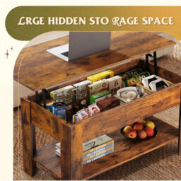 Quick Assembly Rustic Oak Coffee Table With Silent Lift - thumbnail 4