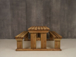 Arbor Garden Solutions Abies Wooden Picnic Bench And Table Set, Outdoor Dining Set (7Ft, Rustic Brown) - thumbnail 4