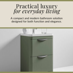 Balterley Aldershawe Contemporary Floor Standing 2 Drawer Bathroom Vanity Unit & Polymarble Basin, Satin Green, 600mm - thumbnail 4