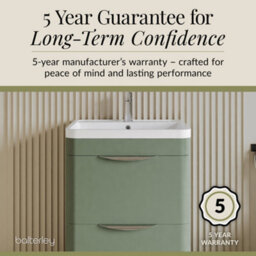 Balterley Aldershawe Contemporary Floor Standing 2 Drawer Bathroom Vanity Unit & Polymarble Basin, Satin Green, 600mm - thumbnail 6