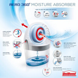 2X Large Aero 360 Dehumidifier Moisture Trap Unibond Home Damp Absorber - thumbnail 7