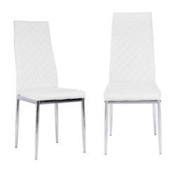 Living And Home Set Of 2 White Pu Leather Dining Chair - thumbnail 2