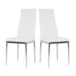 Living And Home Set Of 2 White Pu Leather Dining Chair - thumbnail 3