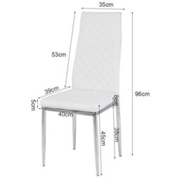 Living And Home Set Of 2 White Pu Leather Dining Chair - thumbnail 5