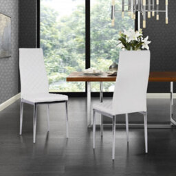 Living And Home Set Of 2 White Pu Leather Dining Chair