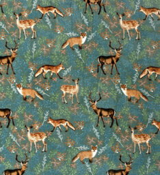 SuperSoft Cosy Warm Large Fleece Throw Fox and Deer Green - thumbnail 3
