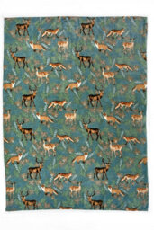SuperSoft Cosy Warm Large Fleece Throw Fox and Deer Green - thumbnail 2