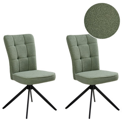 Beliani Set Of 2 Dining Chairs Swivel Ryan Boucle Light Green - image 1