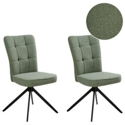 Beliani Set Of 2 Dining Chairs Swivel Ryan Boucle Light Green