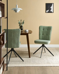 Beliani Set Of 2 Dining Chairs Swivel Ryan Boucle Light Green - thumbnail 2
