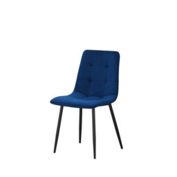 Mof Dining Chairs Set Of 4 Velvet Dining Chair With Padded Seat And Backrest, Sturdy Metal Legs Navy Check - thumbnail 6