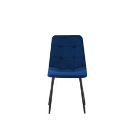 Mof Dining Chairs Set Of 4 Velvet Dining Chair With Padded Seat And Backrest, Sturdy Metal Legs Navy Check - thumbnail 7