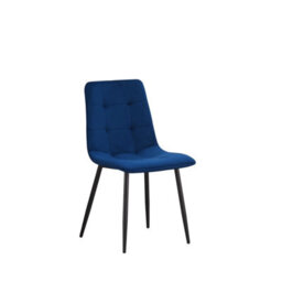 Mof Dining Chairs Set Of 4 Velvet Dining Chair With Padded Seat And Backrest, Sturdy Metal Legs Navy Check - thumbnail 5