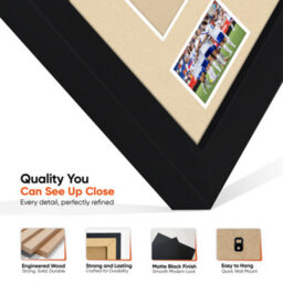 "AK Frames 77.5X58.5Cm Matte Black Shirt Frame With Ivory Mount -49X42.5Cm Shirt Window -5X.3.5"" Photos - 7.5X4.5Cm Name Plate" - thumbnail 7