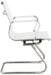 Evre Cantilever Boardroom White Faux Leather Desk Chair With Chrome Finish - thumbnail 3