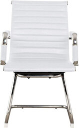 Evre Cantilever Boardroom White Faux Leather Desk Chair With Chrome Finish - thumbnail 2