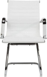 Evre Cantilever Boardroom White Faux Leather Desk Chair With Chrome Finish - thumbnail 5