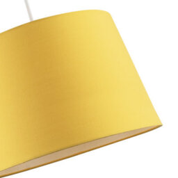Happy Homewares Yellow Cotton Fabric 12Inch Drum Lampshade With White Cotton Inner - thumbnail 3