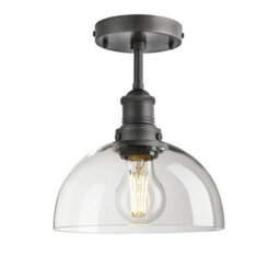 Industville Brooklyn Glass Dome Flush Mount - 8 Inch - Clear, Clear Glass Dome - 8 Inch, Pewter Semi Flush Mount - thumbnail 1