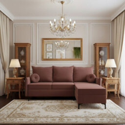 Leon L Living Room Corner Sofa Bed With Dl Mechanism Storage Box Mdf Frame Bonell Springs 213X168X101Cm Dusty Pink Right - thumbnail 2