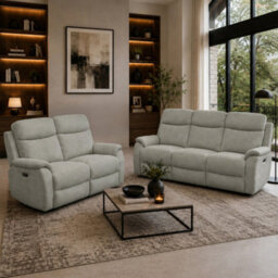 Aspire Richmond 3 + 2 Power Recliner Sofa Set, Chenille Grey - thumbnail 1