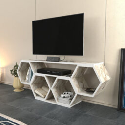 Decorotika Honey Tv Stand Tv Unit For Tvs Up To 55 Inch White Marble Effect - thumbnail 3