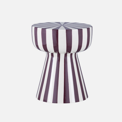 Sweeek - Side Table Coffee Table Bedside Table Enamelled Steel Two-Tone Stripes Purple 34X34X41 Cm - Ziggy - image 1