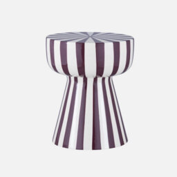 Sweeek - Side Table Coffee Table Bedside Table Enamelled Steel Two-Tone Stripes Purple 34X34X41 Cm - Ziggy