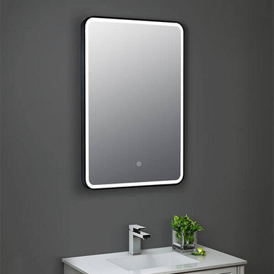 Lumora 800X600mm Rectangular Matt Black Led Mirror - Portrait Or Landscape, Tri-Light Anti-Fog